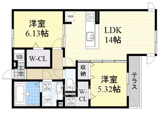 セントラル ポー B【1階】の間取り