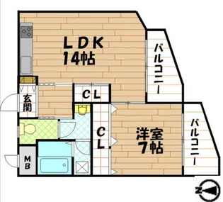 アーク八戸ノ里【6階】の間取り
