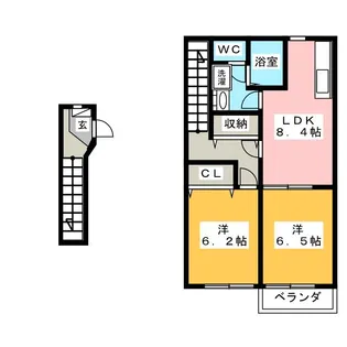 クレセント佃S【2階】の間取り