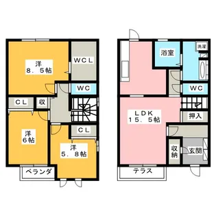 ラ メゾン アンソレイユAの間取り