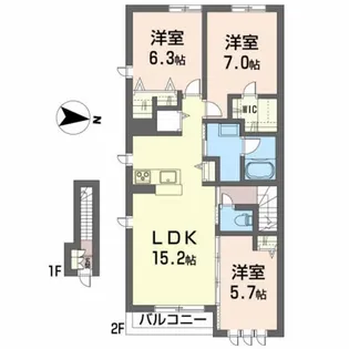 シャーメゾン エミ【2階】の間取り