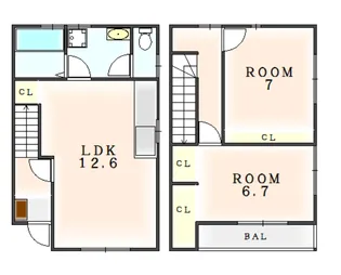 徳島県阿南市那賀川町中島【アパート】の間取り