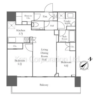 2LDKの間取り画像
