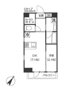 アジールコート芝公園【6階】の間取り