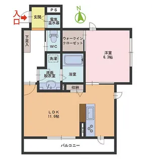 エクラージュ二の宮【3階】の間取り