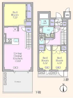アジールコート 都立大学【1階】の間取り