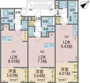 カインドネス相模原小山【3階】の間取り