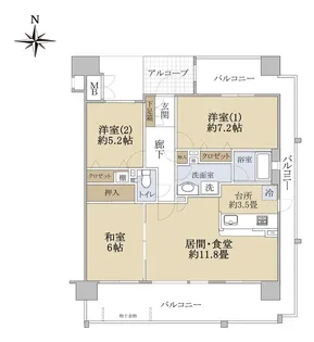 江坂江の木町アーバンコンフォート【6階】の間取り