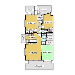 クレア善知鳥グランデュール201号【2階】の間取り