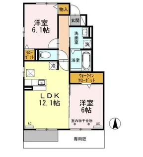 コンフィアンス-フェール D【1階】の間取り