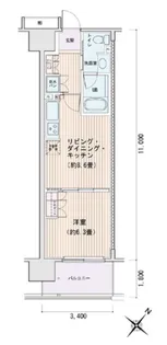 エスティメゾン豊洲レジデンスC【9階】の間取り