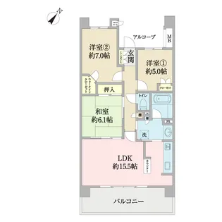 千葉マリンコート【8階】の間取り