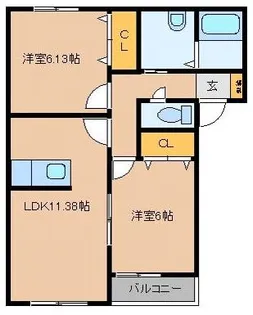 サニーフラットI【1階】の間取り