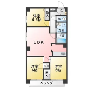 三鈴シティ【6階】の間取り