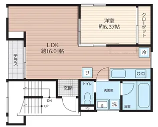 SCENE.Meguro Sauna Residence【1階】の間取り