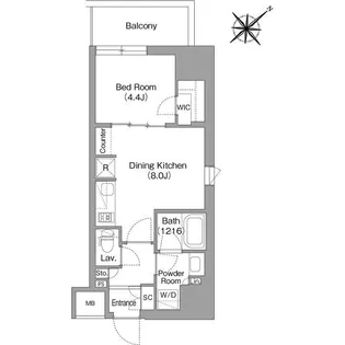 The glow Mita【9階】の間取り