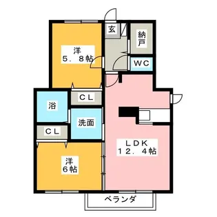 ラ・フルールI【1階】の間取り