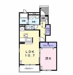 ヴァン シュヴァルI【1階】の間取り