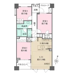 Brillia外苑出羽坂【2階】の間取り