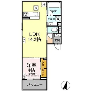 D-avance井田 B棟【1階】の間取り