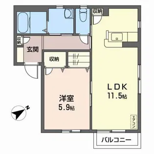 メゾンリバーサイドA【2階】の間取り