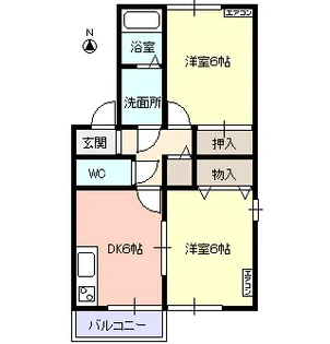 コモド ティンカーベルC棟【2階】の間取り