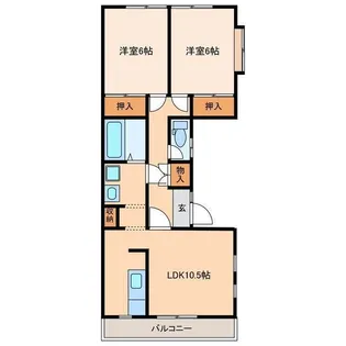 2LDKの間取り画像