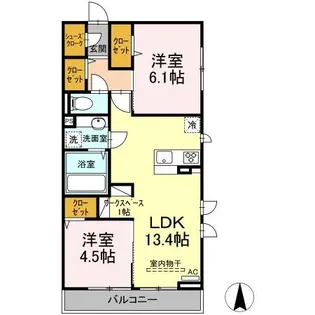 東京都国立市谷保【アパート】の間取り