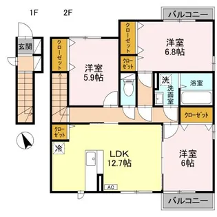 新潟県長岡市千歳2【アパート】の間取り