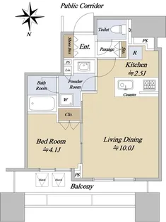 シティタワー大阪本町【9階】の間取り