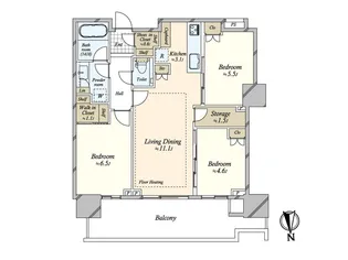 HARUMI FLAG PARK VILLAGE T棟【34階】の間取り