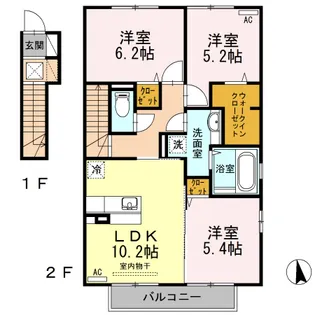 アムール城南 B棟【2階】の間取り