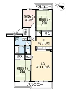 URくぬぎ台-II【4階】の間取り
