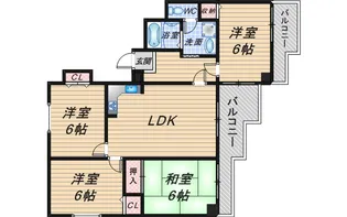 岡町百番館【6階】の間取り