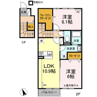 酒田市Droomもがみ203 【2LDK】【2階】の間取り