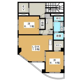 パシフィックIII街角ビル【6階】の間取り