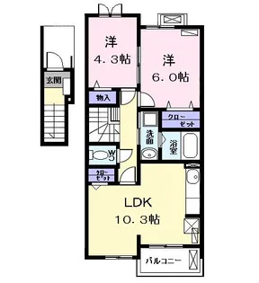 サフラン【2階】の間取り