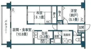 ヴェルドミール玉川【1階】の間取り