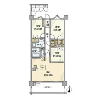 プレティナレジデンス植田【3階】の間取り