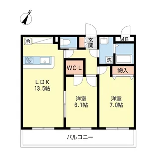 ヴァン・クレールII【3階】の間取り