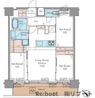 LUXENA+PAWS南行徳【6階】の間取り
