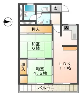 八日市ハイツ【2階】の間取り