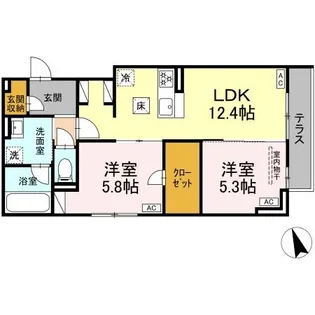 ディールーム分梅【1階】の間取り