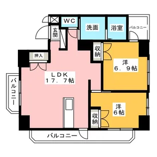シティータワー昴III【5階】の間取り