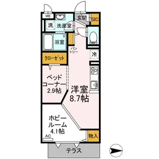 フルール・デ・シャン D【1階】の間取り