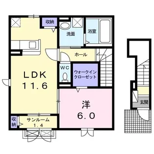 チェリーブロッサムB【2階】の間取り