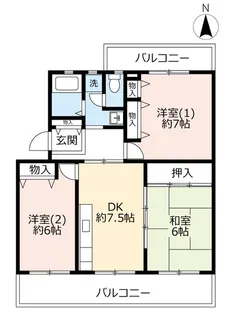 UR高の原駅東第2【5階】の間取り