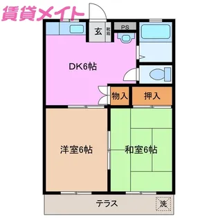 コーポサン【1階】の間取り