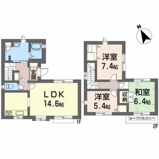 グランバリエ久保田B【1階】の間取り