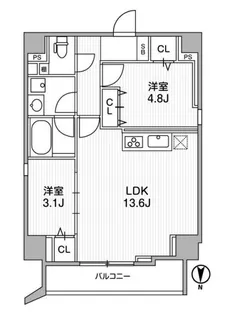 2LDKの間取り画像
